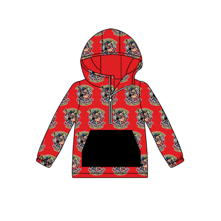 Baby Boy Kids Long Sleeves Red Hoodie Pocket Zipper Shirt Moq 5
