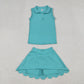 Toddler Girls Sleeveless Buttons Tops Yoga Active Shorts Skirt Skort Green Set RTS