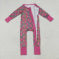 Baby Girl Toddler Long Sleeves Leopard Pink Zipper Romper RTS