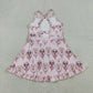 Baby Girls Kids Straps Cartoon Yoga Active Shorts Ruffle Knee Length Dress RTS