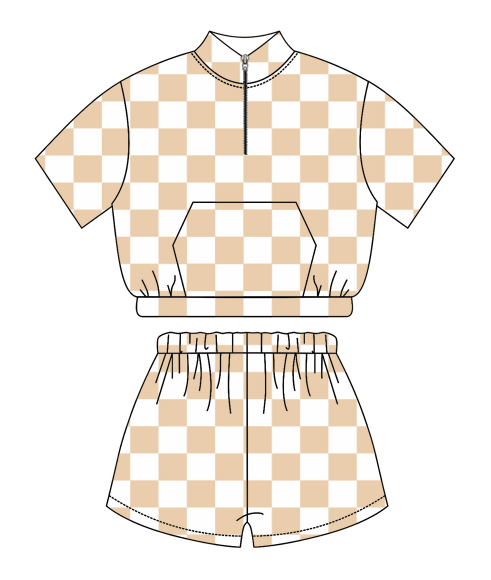 Baby Boy Girl Sibling Checkered Shirt Romper Set Moq 5