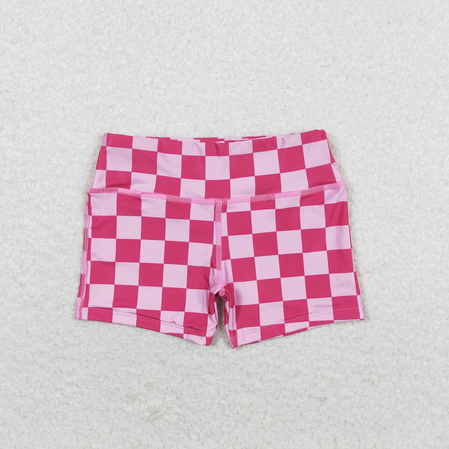 Baby Girl Racer Crop Tops Shorts Pink Checkered Set