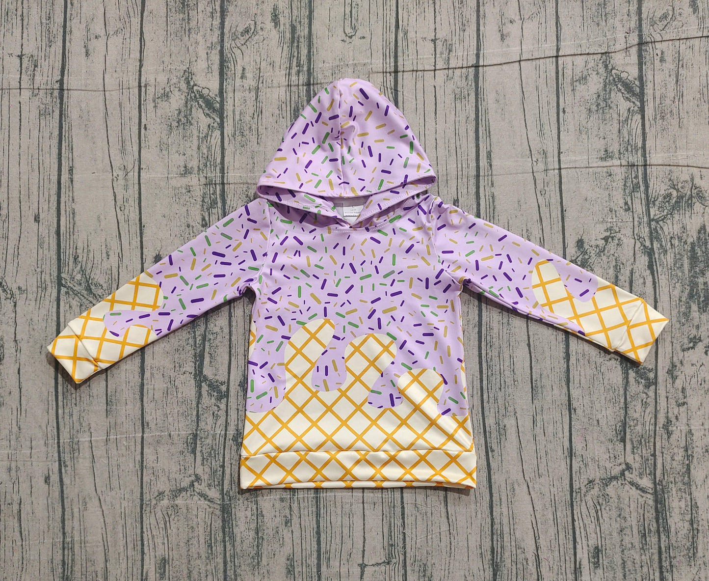 Baby Kids Toddler Purple Long Sleeves Sprinkles Hoodie Mardi Gras Shirt Tops RTS