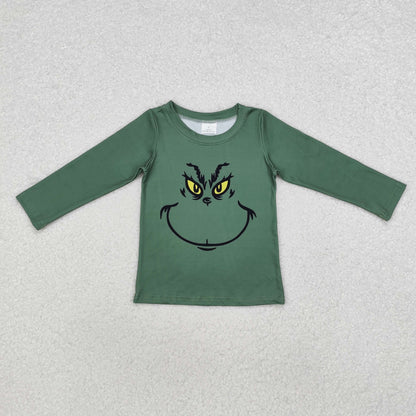 Baby Girl Long Sleeves Christmas Green Face Shirt Tops