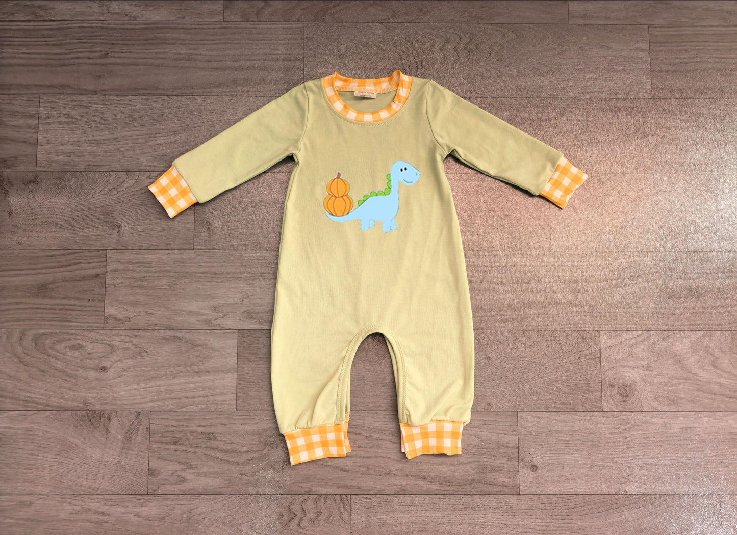 ( No moq ) Preorder Baby Boy Infant Embroidery Pumpkins Dinosaur Thanksgiving Romper Clothes