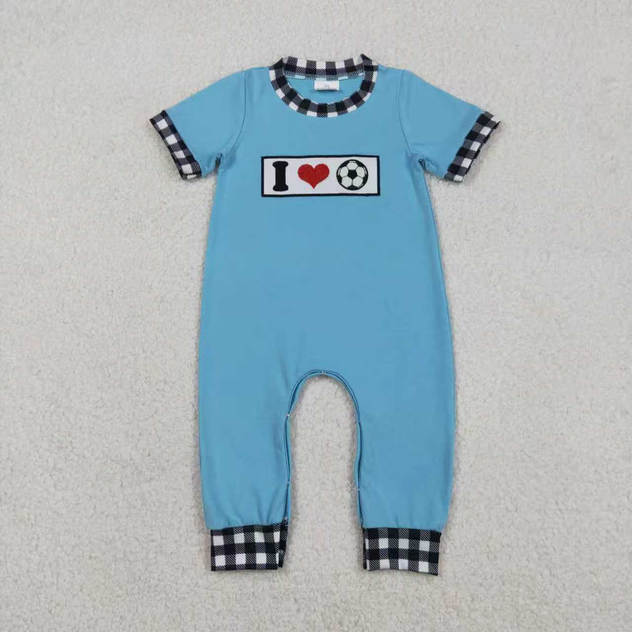 Sibling Baby Boys Kids Short Sleeves Embroidery I Love Balls Rompers Sets Clothes RTS