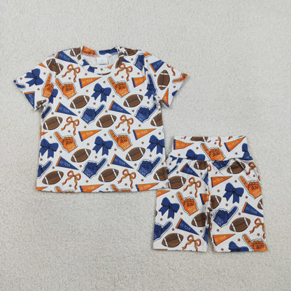Sibling Baby Girls Kids Cheer Bows Shirts Shorts Team Summer Clothes Sets RTS