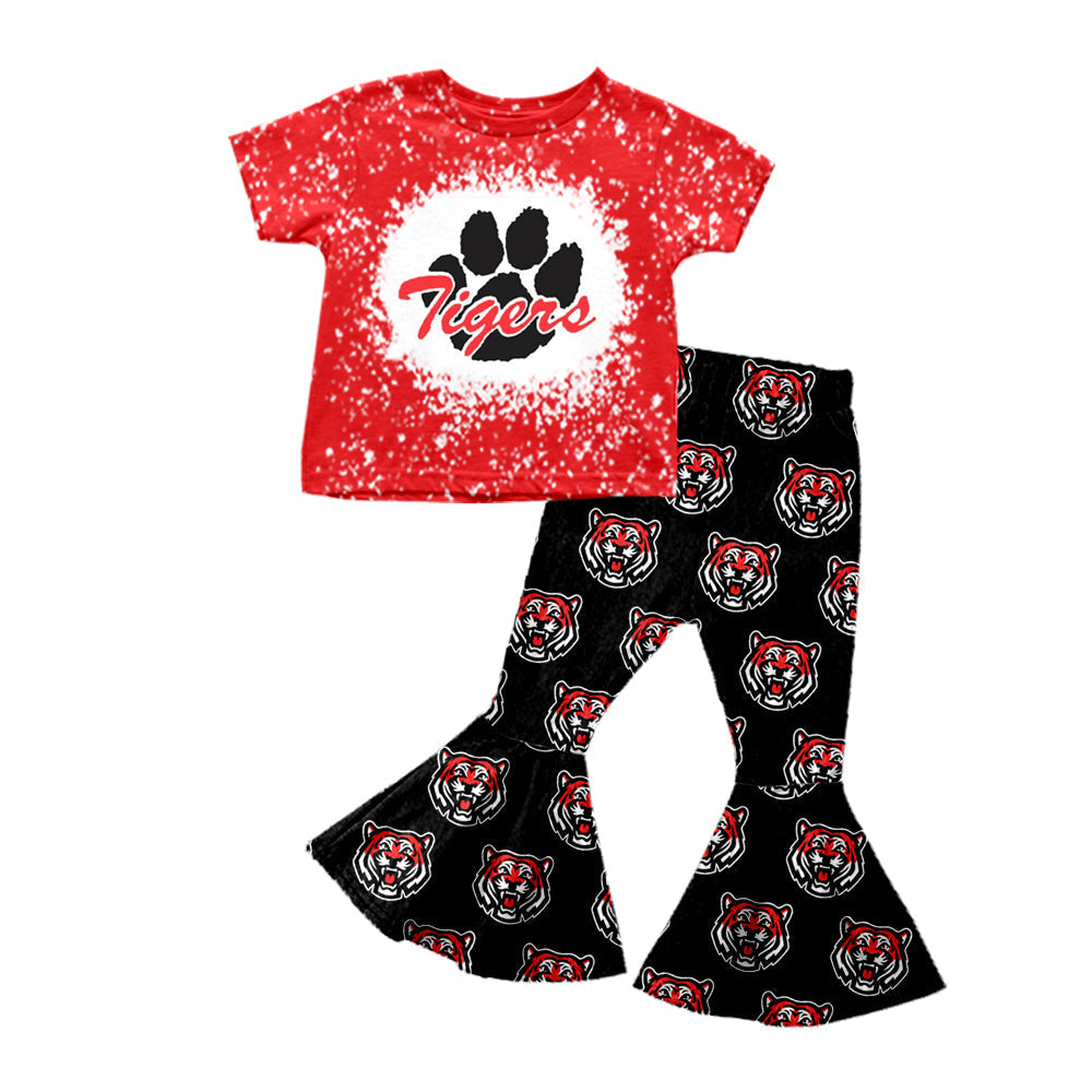 baby girl short sleeve tiger shirt bell pants team set