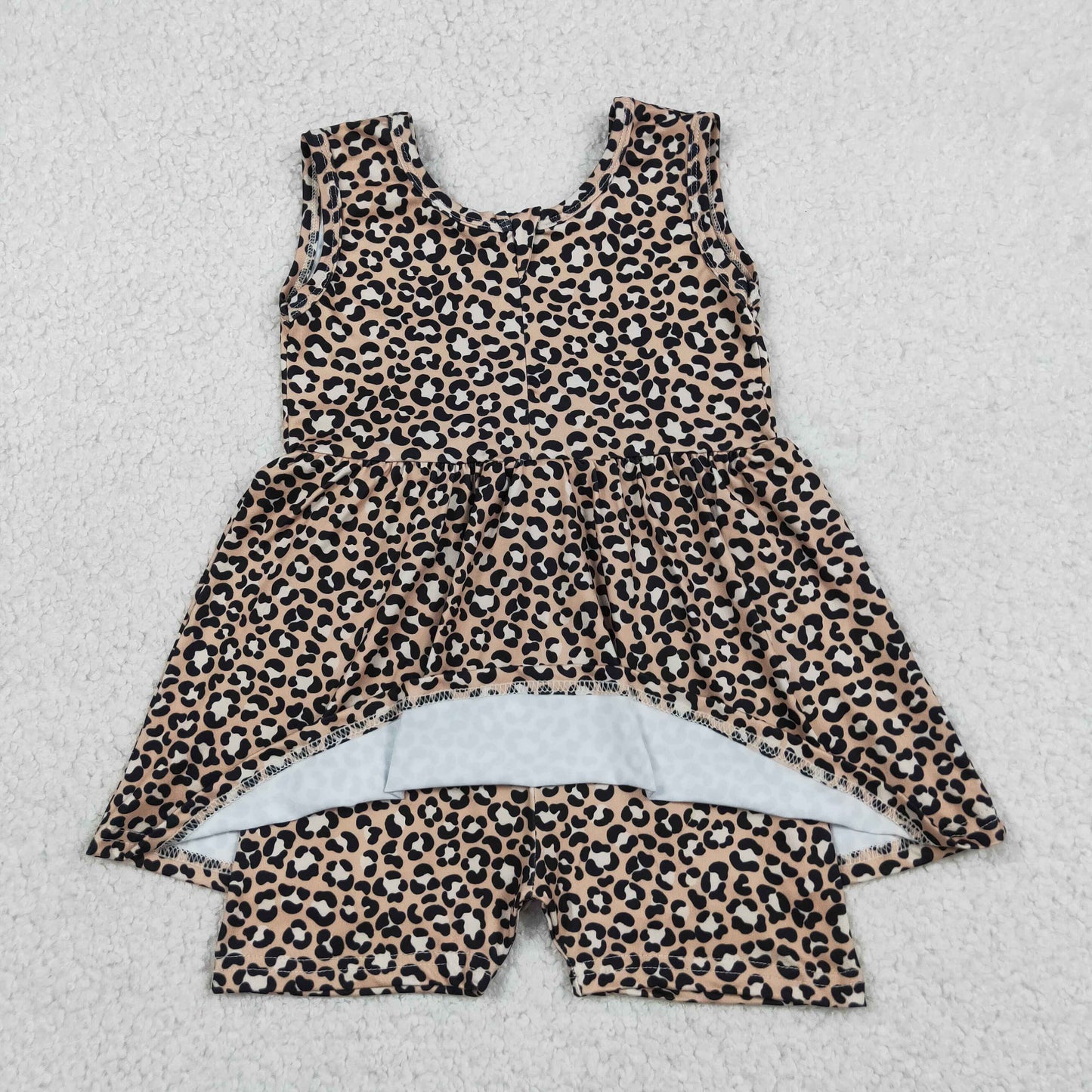 Baby Girl Infant Sleeveless Leopard Ruffle Zipper Romper Clothes RTS