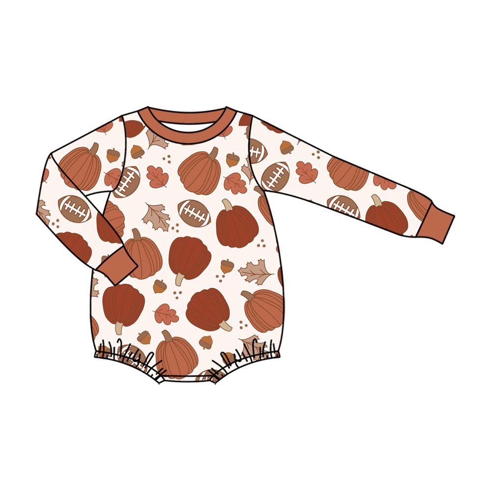 ( Moq 5 ) Preorder Baby Boys Infant Long Sleeves turkey Football Fall Bubble Romper Clothes