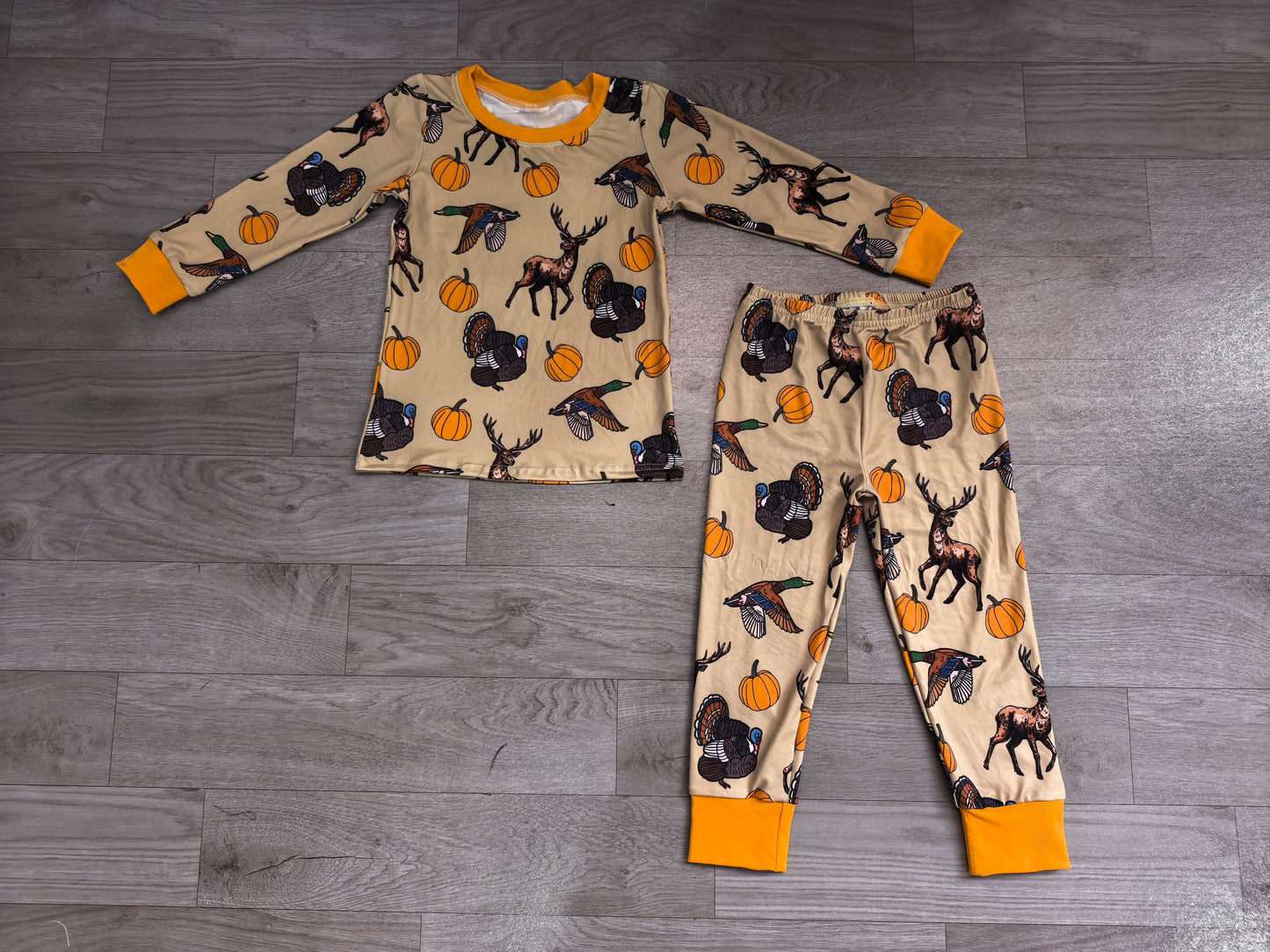 ( No moq ) Preorder Baby Boys Kids Pumpkins turkey Ducks Deer Shirt Pants Set Pajamas Fall Clothes