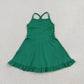 Baby Girls Kids Straps Green Ruffle Shorts Knee Length Yoga Active Dress RTS