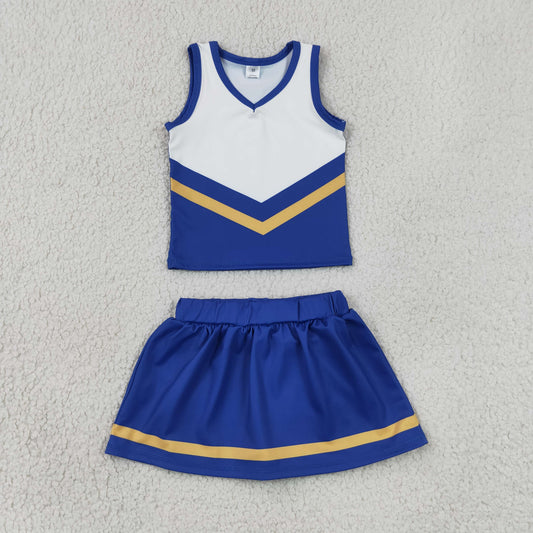 Baby Girls Kids Sleeveless Tops Blue Skirt Shorts Set Yoga Active Team Clothes RTS