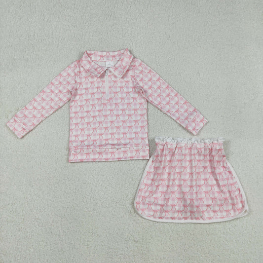 Baby Girl Long Sleeves Pink Bows Plaid Zipper Shirt Skirt Shorts Clothes Set RTS