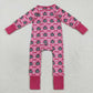 Baby Girl Long Sleeves Pumpkins Candy Corn Zipper Halloween Pink Romper RTS