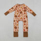 Girls Kids turkey Pumpkin Bows Fall Thanksgiving Zipper Sleeper Romper RTS