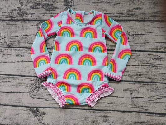 Moq 5 Baby Girl Long Sleeves Rainbow One Piece Swimsuit