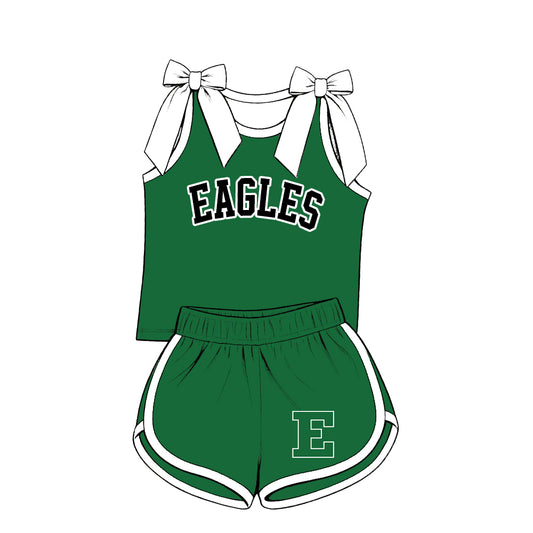 ( Moq 5 ) Baby Girls Kids Sleeveless Bows Shirt Shorts Team Set Clothes