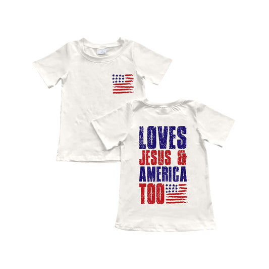 Baby Boy Short Sleeves July 4th Flag Shirt ( Moq 5 Each Design )11.26