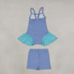 Baby Girls Kids Straps Tunic Shorts Blue Yoga Active Summer Set RTS