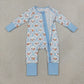 Baby Boys Kids Long Sleeves Christmas Zipper Sleeper Footie Romper Blue Clothes RTS