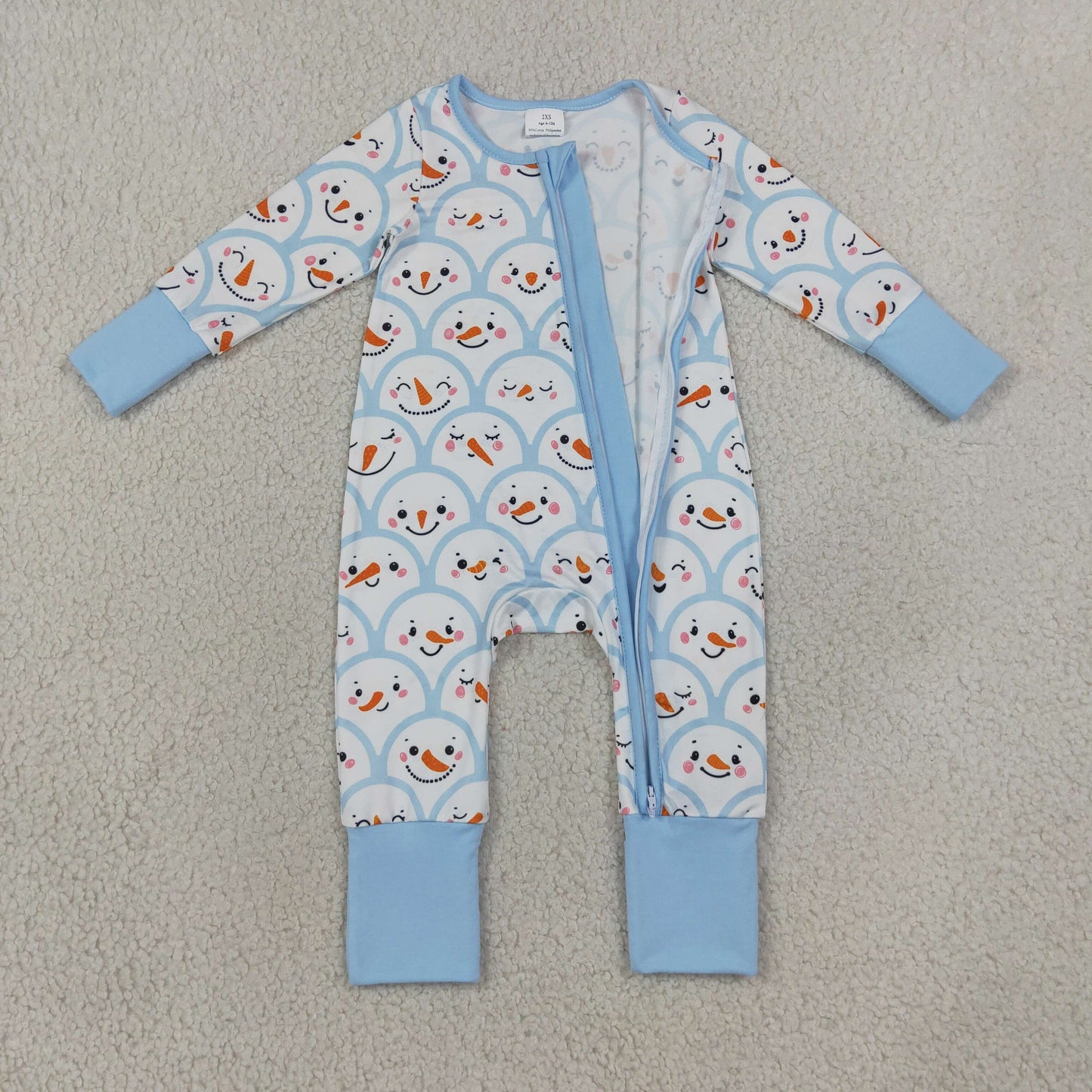Baby Boys Kids Long Sleeves Christmas Zipper Sleeper Footie Romper Blue Clothes RTS
