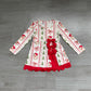 ( No moq ) Preorder Baby Girls Kids Long Sleeves Christmas Santa Bows Scallop Dress Yoga Active Clothes