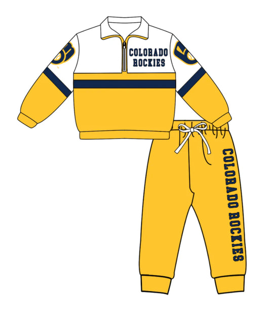 ( Moq 5 ) Baby Boys Toddler Long Sleeves Zipper Yellow Shirt Jogger Pants Team Clothes Set