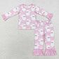 Baby Girl Christmas Santa Shirt Pants Pajamas Pink Set