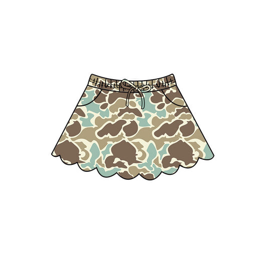 ( Moq 5 ) Preorder Baby Girls Kids Shorts Pockets Camo Skirt Scallop  Clothes