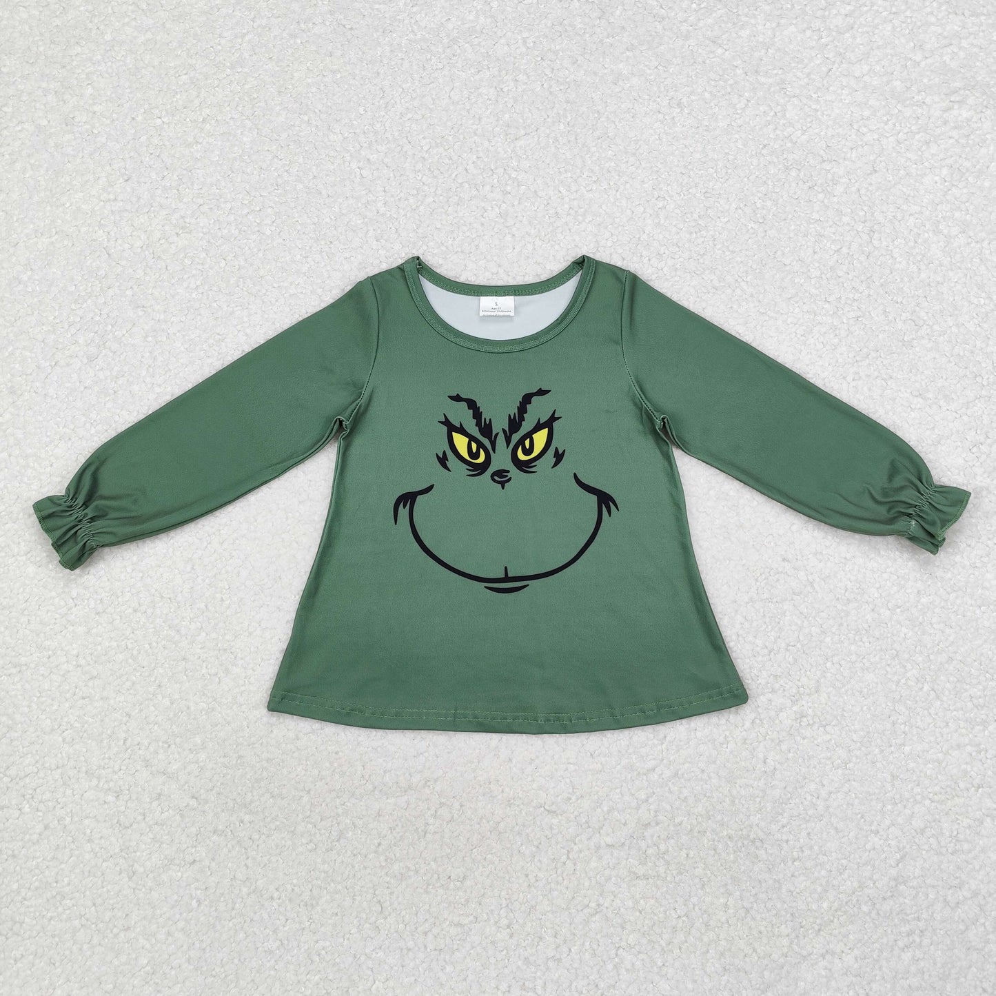 Baby Girl Long Sleeves Christmas Green Face Shirt Tops