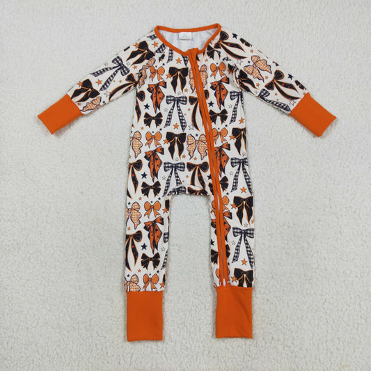Baby Girl Long Sleeves Bows Stars Zipper Halloween Fall Romper RTS