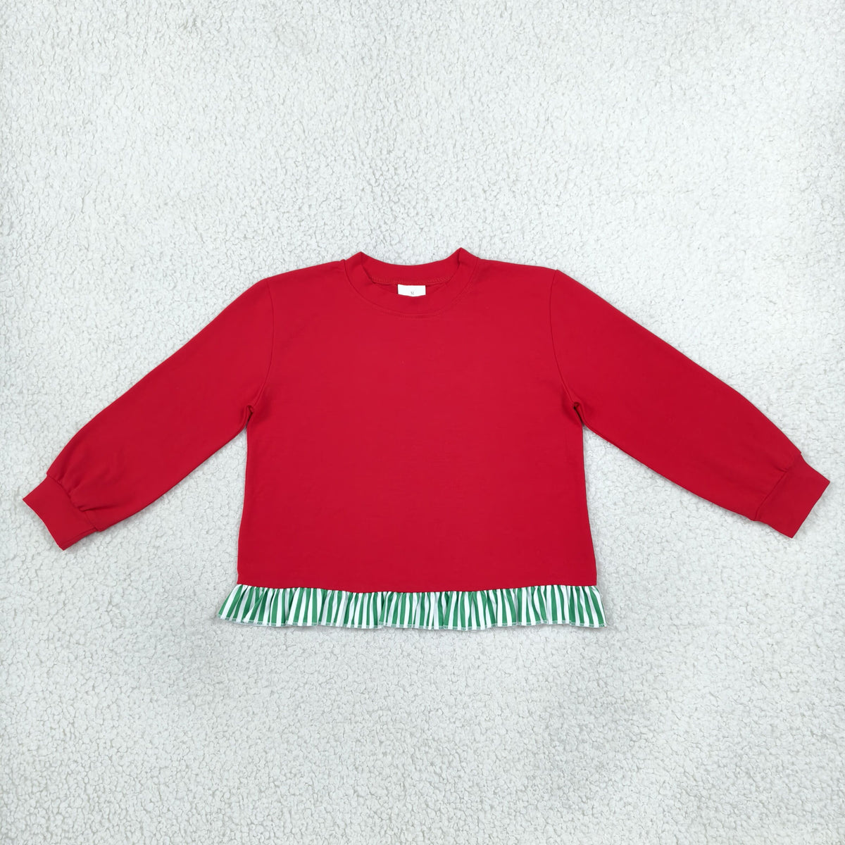 Baby Girls Kids Stripes Ruffle Pullover Red Shirt Cotton Tops Christmas Clothes RTS