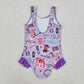 Baby Girl Sleeveless Ruffle One Piece Singer Purple Swimsuit