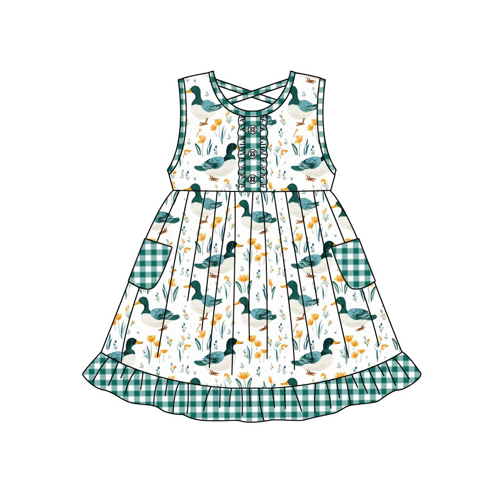 Moq 3 Pre-order GSD0971 Baby Girl Sleeveless Ducks Summer Dress