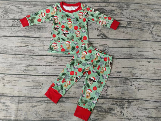 Baby Boy Christmas Long Sleeves Shirts Pants Western Cow Pajamas Outfit Moq 5