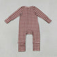 Baby Boys Kids Long Sleeves Brown Plaid Zipper Footie Sleeper Romper Clothes RTS