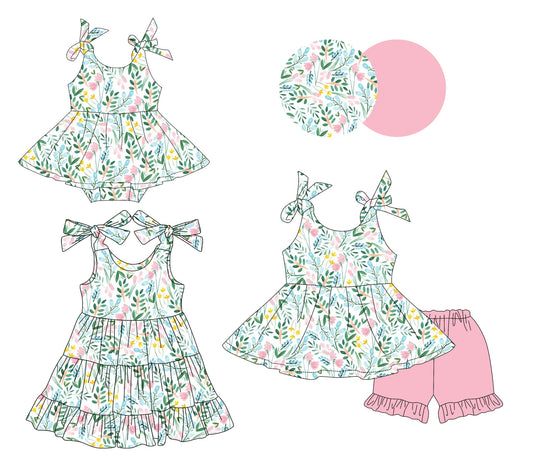 Baby Girl Straps Summer Floral Sibling Romper Dress Set ( Moq 5 Each Style ) 3.17