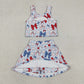 Baby Girls Kids Bows Baseball Shirt Skirt Shorts Yoga Active 4th of July Blue Set Clothes RTS