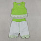 Baby Girls Kids Sleeveless Tops Bows Skirt Shorts Yoga Green Set RTS