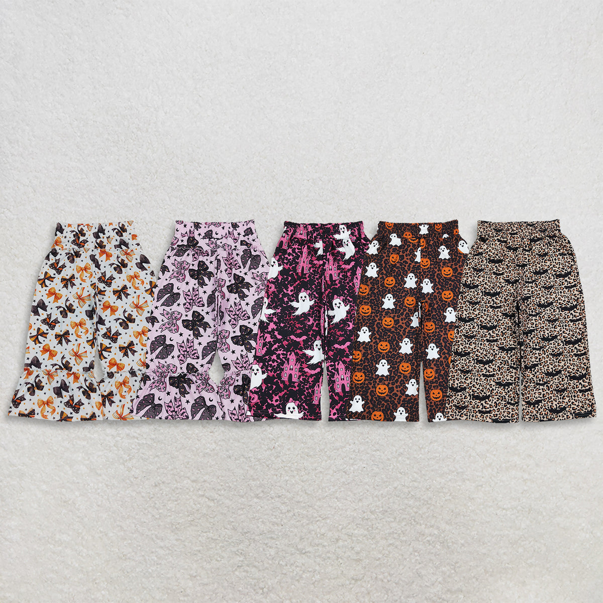 Sibling Baby Girls Kids Halloween Bows Pumpkins Ghosts Pants Bottoms Clothes RTS