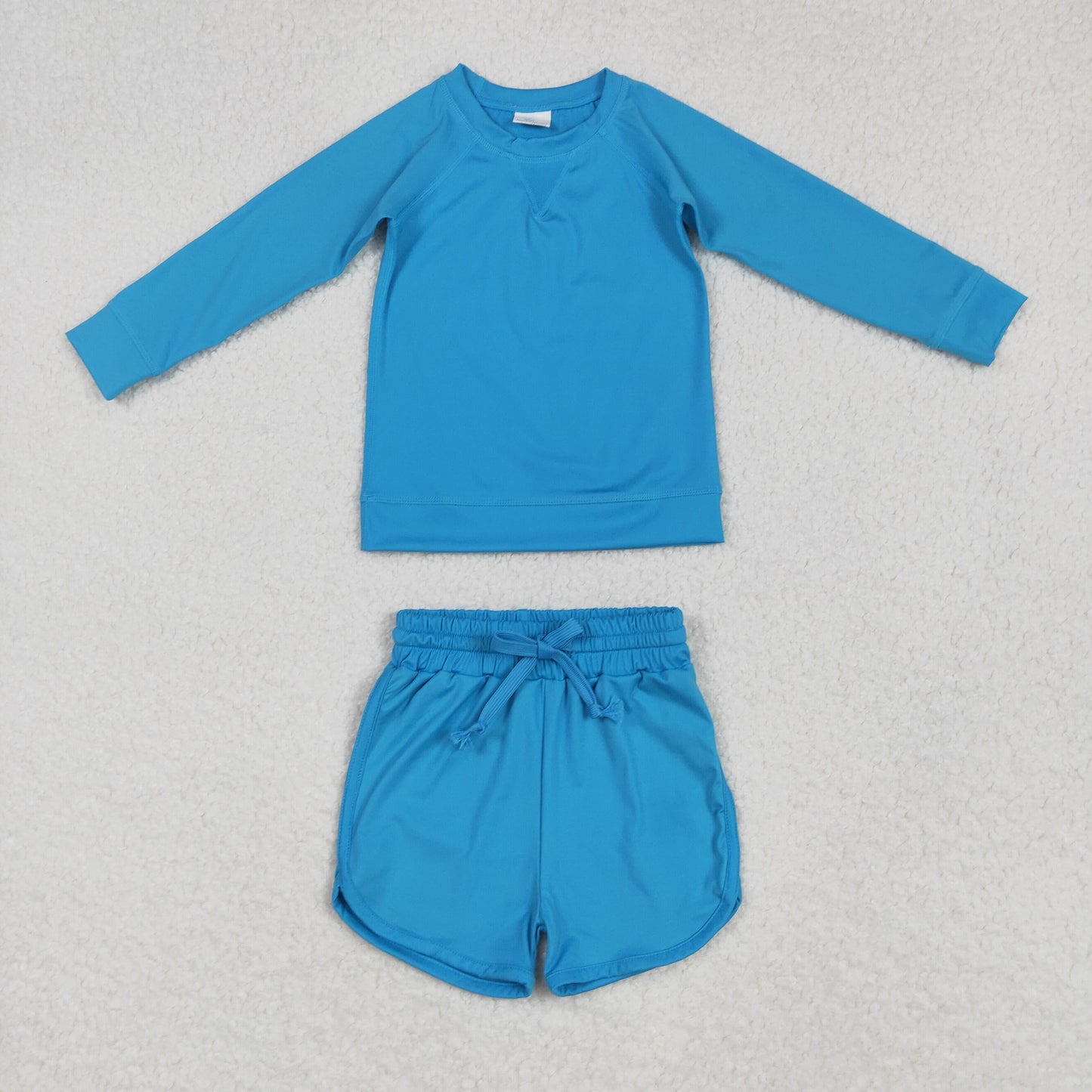 Baby Girl Toddler Blue Long Sleeves Yoga Shirt Shorts Athletic Clothes Set RTS