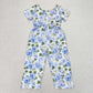 Baby Girl Short Sleeves Flower Pockets Pants Jumpsuit