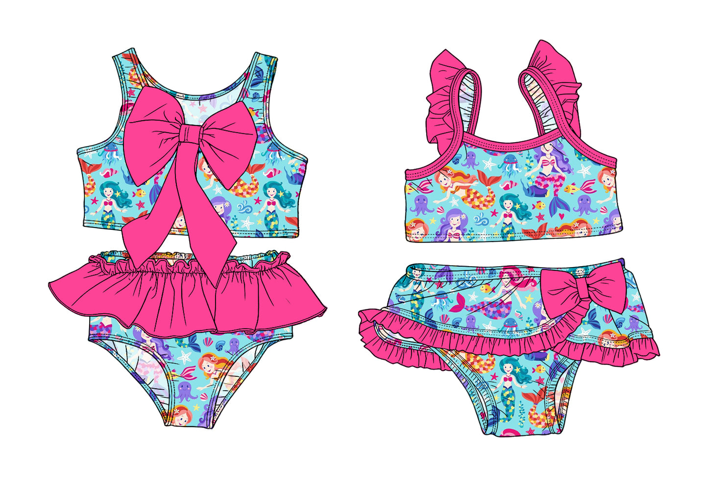 ( Moq 5 Each Style ) Sibling Baby Girls Kids Summer Tops Ruffle Shorts Bows Sets Swimsuits