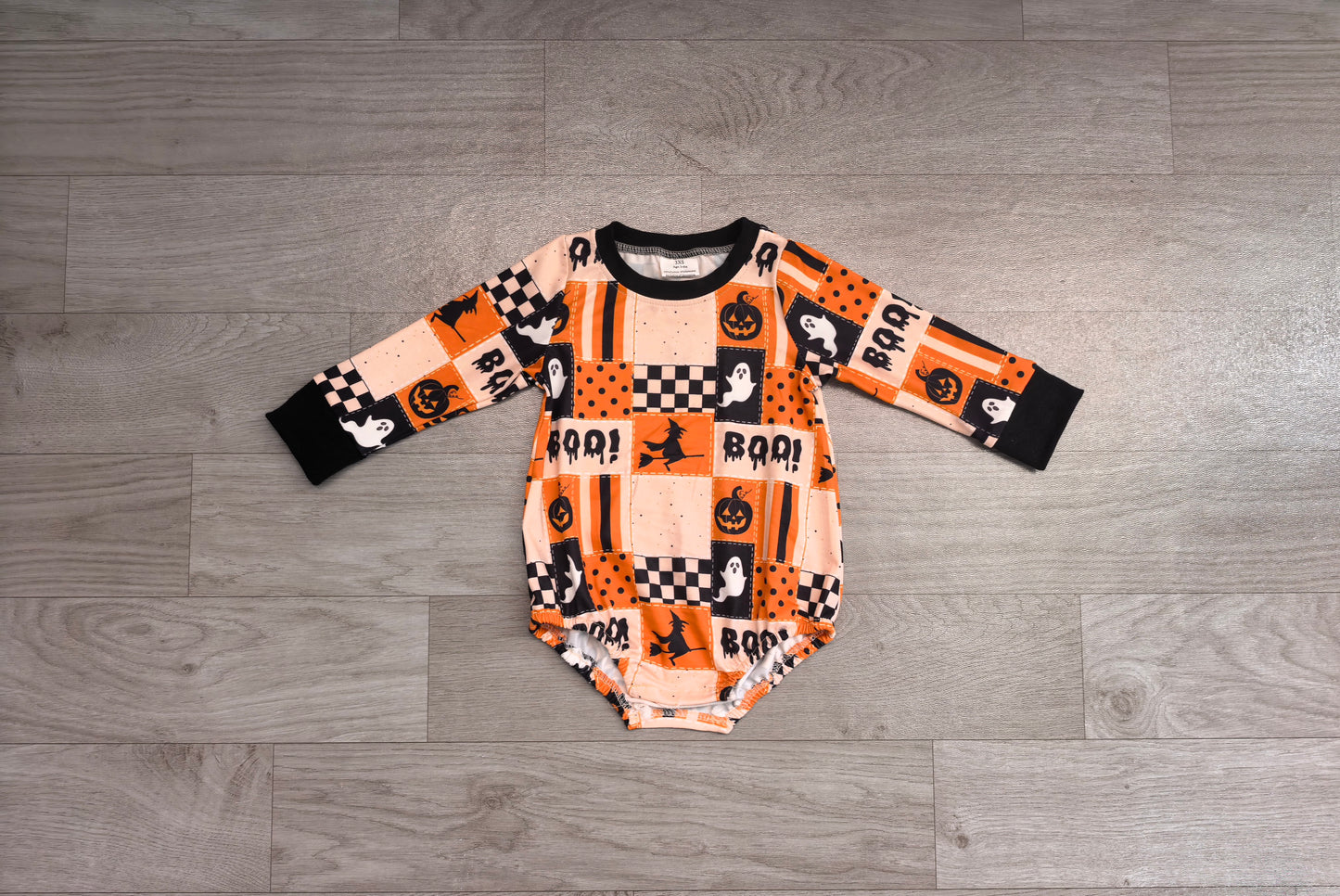 ( No moq) Preorder Baby Boys Infant Long Sleeves Halloween Ghosts Bubble Romper Clothes