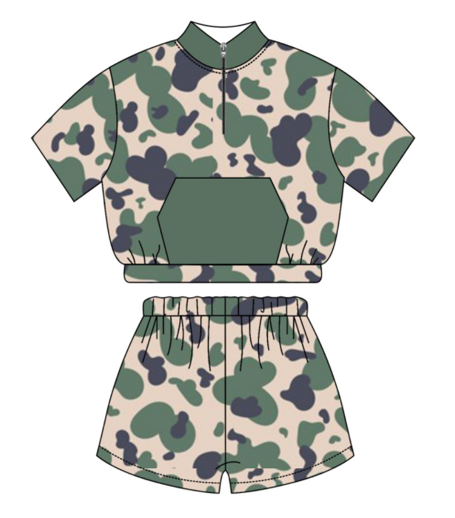 Baby Kids Toddler Sibling Camo Shirt Romper Set Moq 5