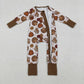Girls Kids turkey Pumpkin Pie Fall Thanksgiving Zipper Sleeper Romper RTS