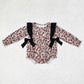 Sibling Baby Girls Kids Long Sleeves Bows Leopard Bubble Romper Clothes Set RTS