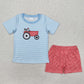 RTS Baby Girl Sleeveless Embroidery Farm Chicken Bow Tunic Ruffle Shorts Clothes Set