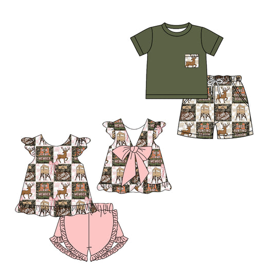 ( Moq 5 Each Style ) Baby Boys Girls Short Sleeves Deer Sibling Summer Sets Clothes